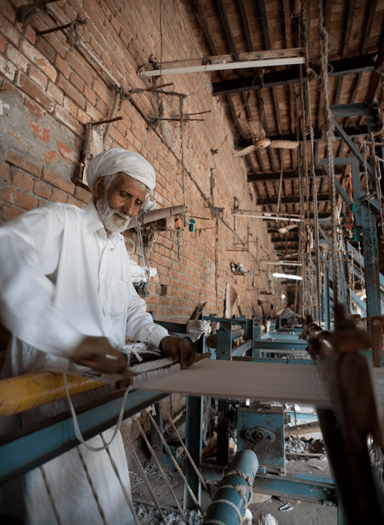 Artisan hands weaving